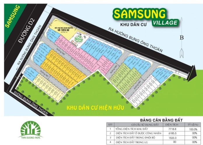 Bản đồ phân lô dự án Samsung Village 1
